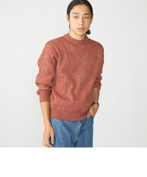 SHIPS:〈手洗い可能〉メランジ 畦編み クルーネック ニット