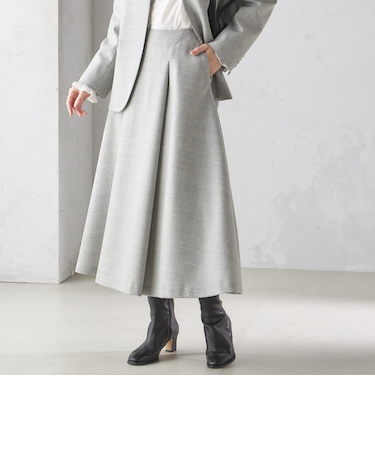 ウール ツイル フレア スカート(セットアップ対応)