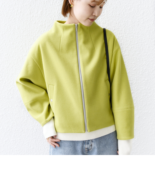 【WEB限定】〈手洗い可能〉 ウールライク ボトル ネック ジップ ブルゾン