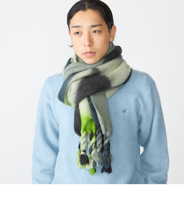 【WEB限定】SHIPS:〈洗濯機可能〉ツイストフリンジ ボリューム マフラー (ジオメトリック)