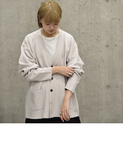 City Ambient Products: Wフェイス カノコ Vネック カーディガン