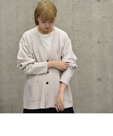 City Ambient Products: Wフェイス カノコ Vネック カーディガン