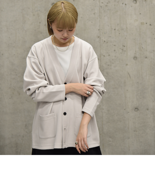 City Ambient Products: Wフェイス カノコ Vネック カーディガン