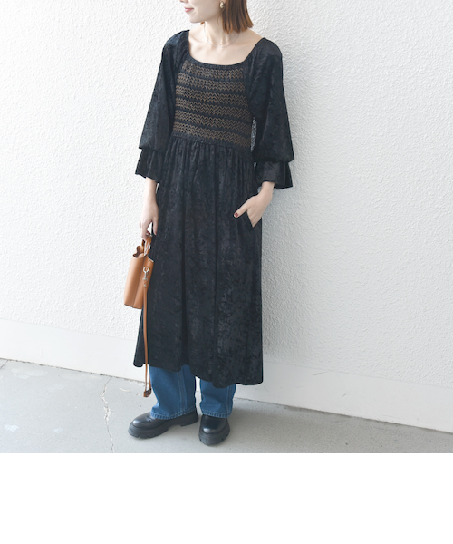 SHIPS any:〈洗濯機可能〉シャーク ピンタック Aライン ワンピース