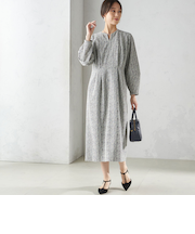 〈手洗い可能〉起毛 レース Iライン ワンピース