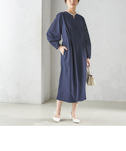 〈手洗い可能〉起毛 レース Iライン ワンピース