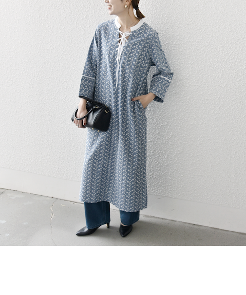 SHIPS any:〈洗濯機可能〉エンブロイダリー シャンブレー レースアップ ワンピース