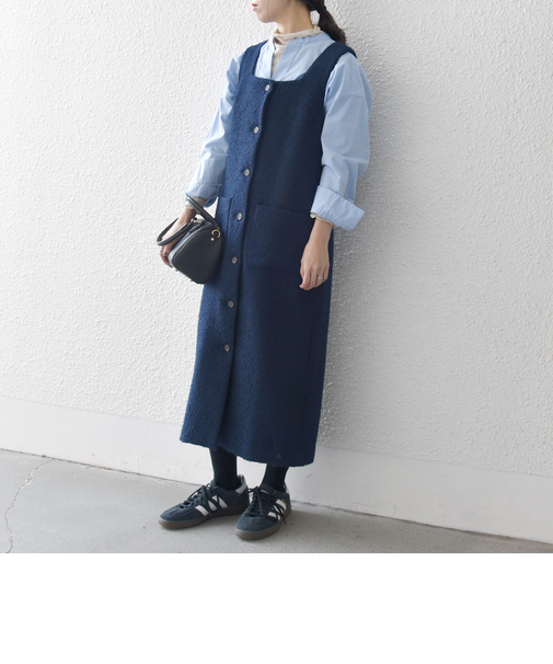 SHIPS any: モール ツイード スクエアネック ワンピース