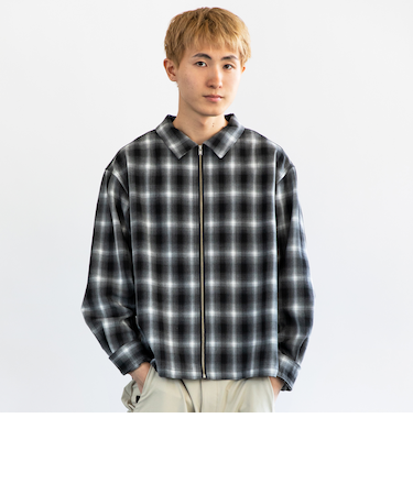 City Ambient Products: オンブレ チェック シャツ ジップ アウター