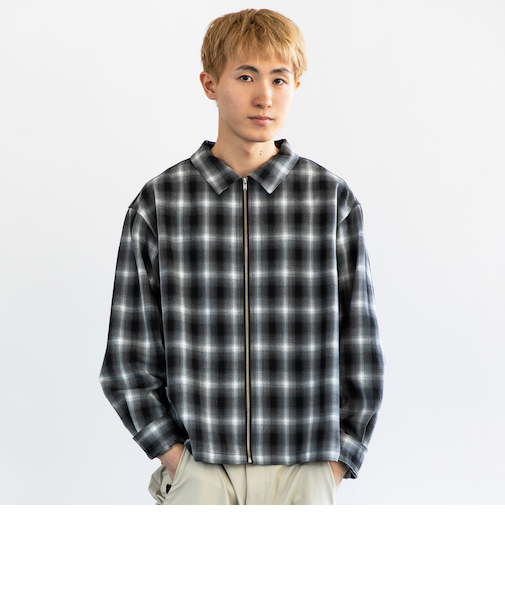 City Ambient Products: オンブレ チェック シャツ ジップ アウター