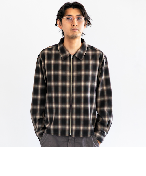 City Ambient Products: オンブレ チェック シャツ ジップ アウター