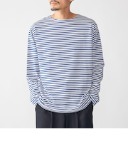 【WEB限定】SHIPS: バスク ボーダー ボートネック ワンポイントワッペン ロングスリーブ Tシャツ