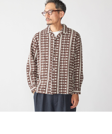 SHIPS: エンブロイダリー オープンカラー ロングスリーブ シャツ