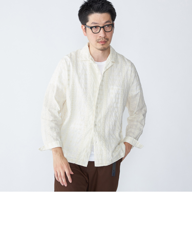 SHIPS: エンブロイダリー オープンカラー ロングスリーブ シャツ