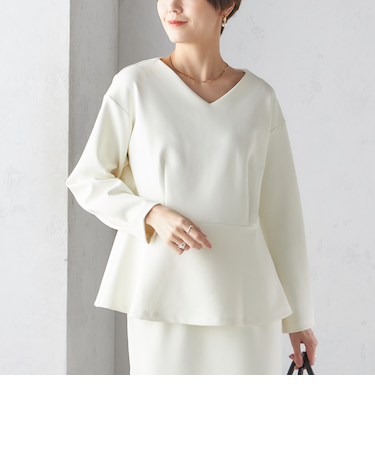 〈手洗い可能〉ストレッチ ダンボール ブラウス（セットアップ対応）