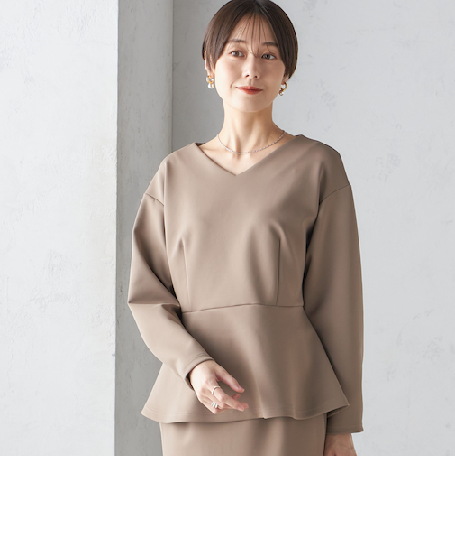 〈手洗い可能〉ストレッチ ダンボール ブラウス（セットアップ対応）