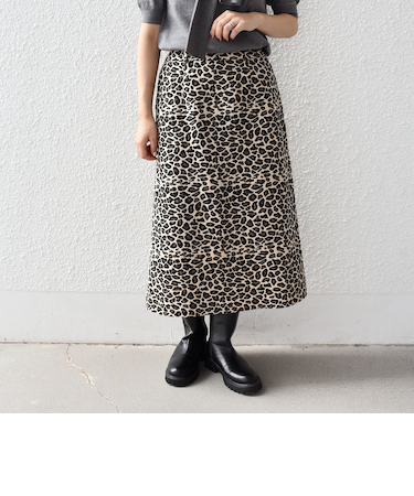 SHIPS Colors:〈手洗い可能〉レオパード ジャカード スカート