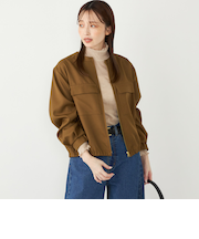 SHIPS Colors:〈手洗い可能〉ツイル ノーカラー ジップブルゾン