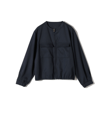 SHIPS Colors:〈手洗い可能〉ツイル ノーカラー ジップブルゾン