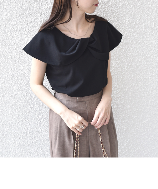 SHIPS Colors:〈手洗い可能〉ジョーゼット ネジリ カラー トップス