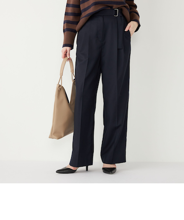 SHIPS Colors:〈手洗い可能〉TR ベルテッド タック パンツ