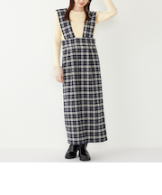 SHIPS Colors:〈手洗い可能〉リンク チェック ジャンパー スカート