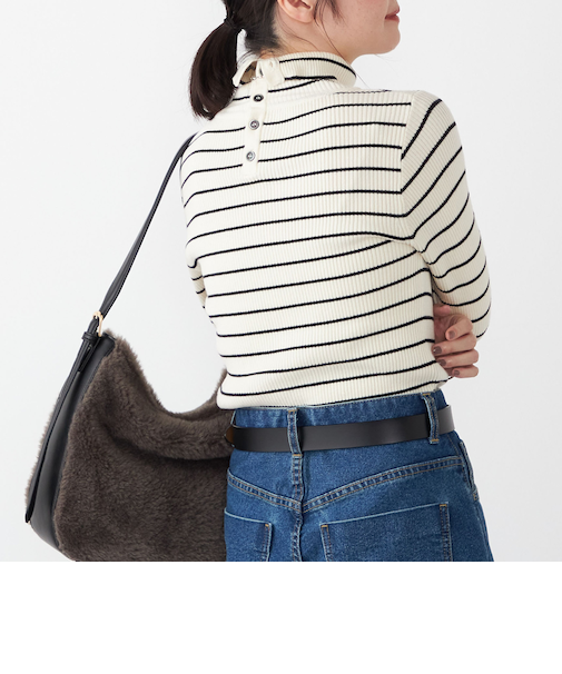 SHIPS Colors:〈手洗い可能〉ボーダー リブ タートルネック ニット◇