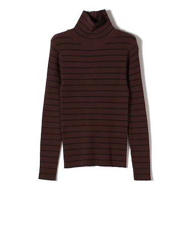 SHIPS Colors:〈手洗い可能〉ボーダー リブ タートルネック ニット◇