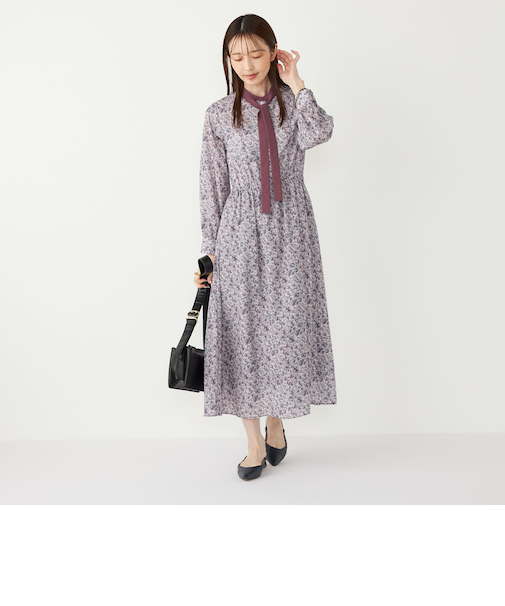 SHIPS Colors:〈手洗い可能〉MULHOUSE ボウタイ ワンピース◇