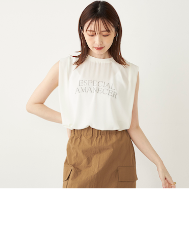 SHIPS Colors:〈手洗い可能〉フロッキーロゴ ノースリーブ トップス