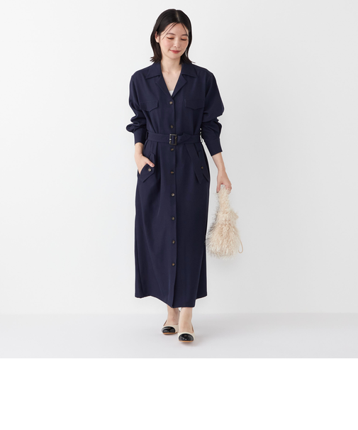 SHIPS Colors:〈手洗い可能〉開襟 ベルテッド シャツ ワンピース◇