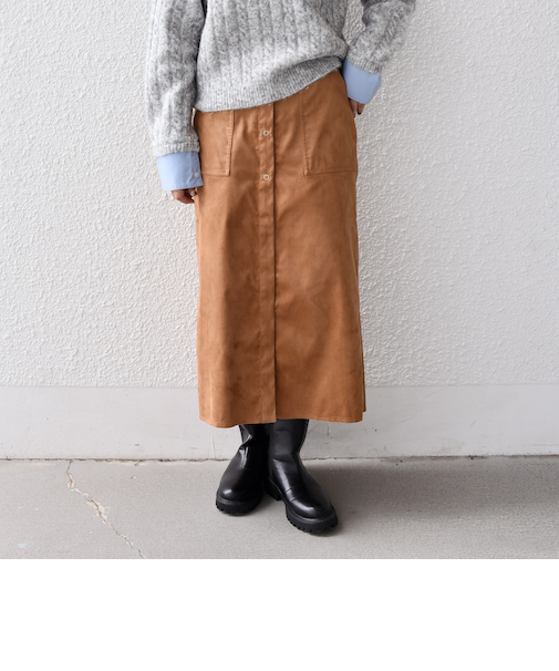 SHIPS Colors:フェイクスエード（ポリエステル）スカート◇