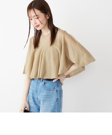 SHIPS Colors:〈手洗い可能〉シアー フレアスリーブ ニット◇