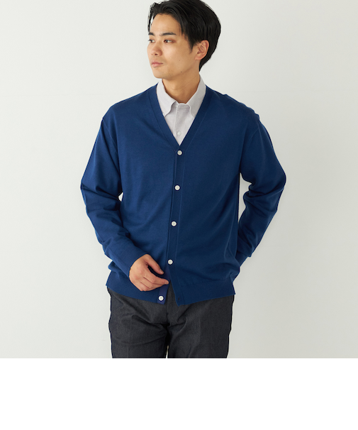 SHIPS Colors:〈手洗い可能〉アンチピリング 12ゲージ カーディガン