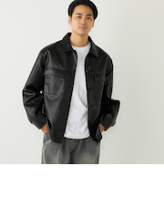 SHIPS Colors:合成皮革 CPO シャツジャケット◇