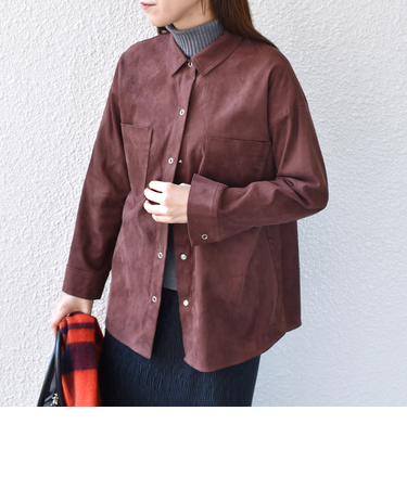 SHIPS Colors:フェイクスエード（ポリエステル）シャツ◇