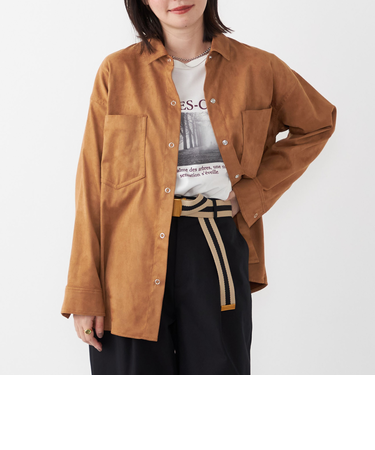 SHIPS Colors:フェイクスエード（ポリエステル）シャツ◇