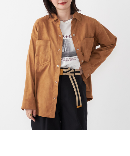 SHIPS Colors:フェイクスエード（ポリエステル）シャツ◇