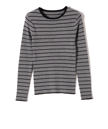 SHIPS Colors:〈手洗い可〉ボーダー リブ クルーネック ニット◇