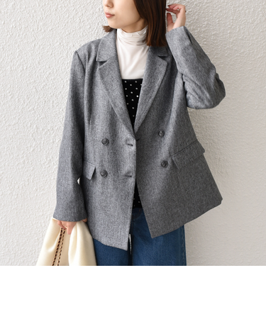 SHIPS Colors:〈手洗い可能〉メランジ ヘリンボーン ダブルボタン ジャケット