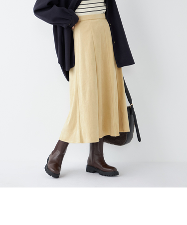 SHIPS Colors:〈手洗い可能〉フェイクスエード（ポリエステル）フレアスカート