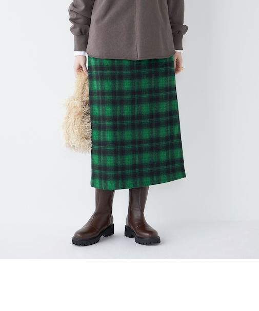 SHIPS Colors:起毛 チェック タイトスカート◇