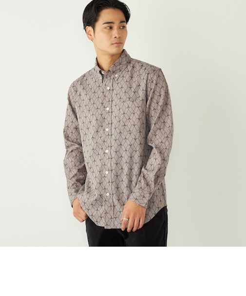 SHIPS Colors:プリント 総柄 ネルシャツ