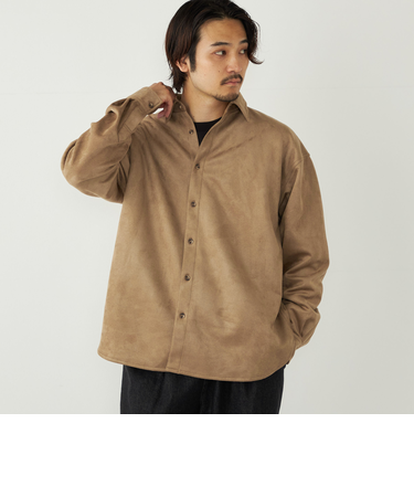SHIPS Colors:〈洗濯機可能〉ポリエステル フェイクスエード ルーズ シャツ