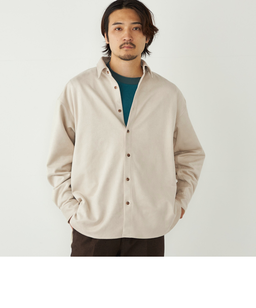 SHIPS Colors:〈洗濯機可能〉ポリエステル フェイクスエード ルーズ シャツ