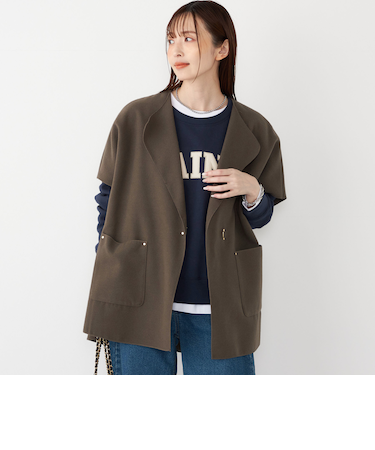 SHIPS Colors:ダブルフェイス ウールライク オーバー ジレ