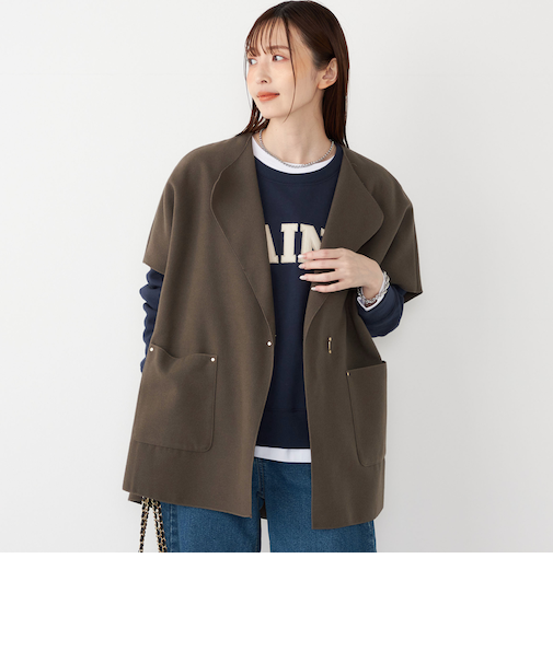 SHIPS Colors:ダブルフェイス ウールライク オーバー ジレ