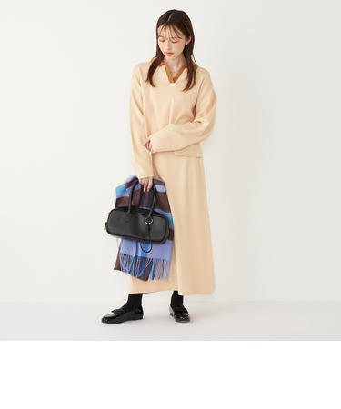 SHIPS Colors:〈手洗い可能〉スキッパー ニット × スカート セットアップ◇