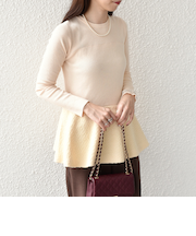 SHIPS Colors:〈手洗い可能〉ブークレ コンビ ペプラム ニット◇