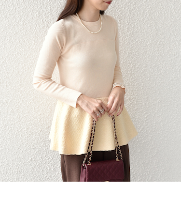 SHIPS Colors:〈手洗い可能〉ブークレ コンビ ペプラム ニット◇